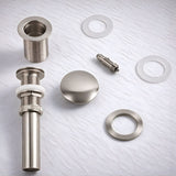 Kit Grifería Lavamanos Alta Cascada Acero Inoxidable 304 Satin 30 cm + Desagüe Push Satin 7.8 cm | Set Completo Baño Moderno