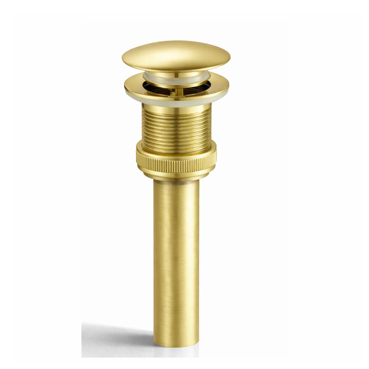 Kit Grifería Lavamanos Alta Cascada Oro Cepillado 28 cm + Desagüe Push 7.8 cm con Sosco | Set Completo Baño Moderno