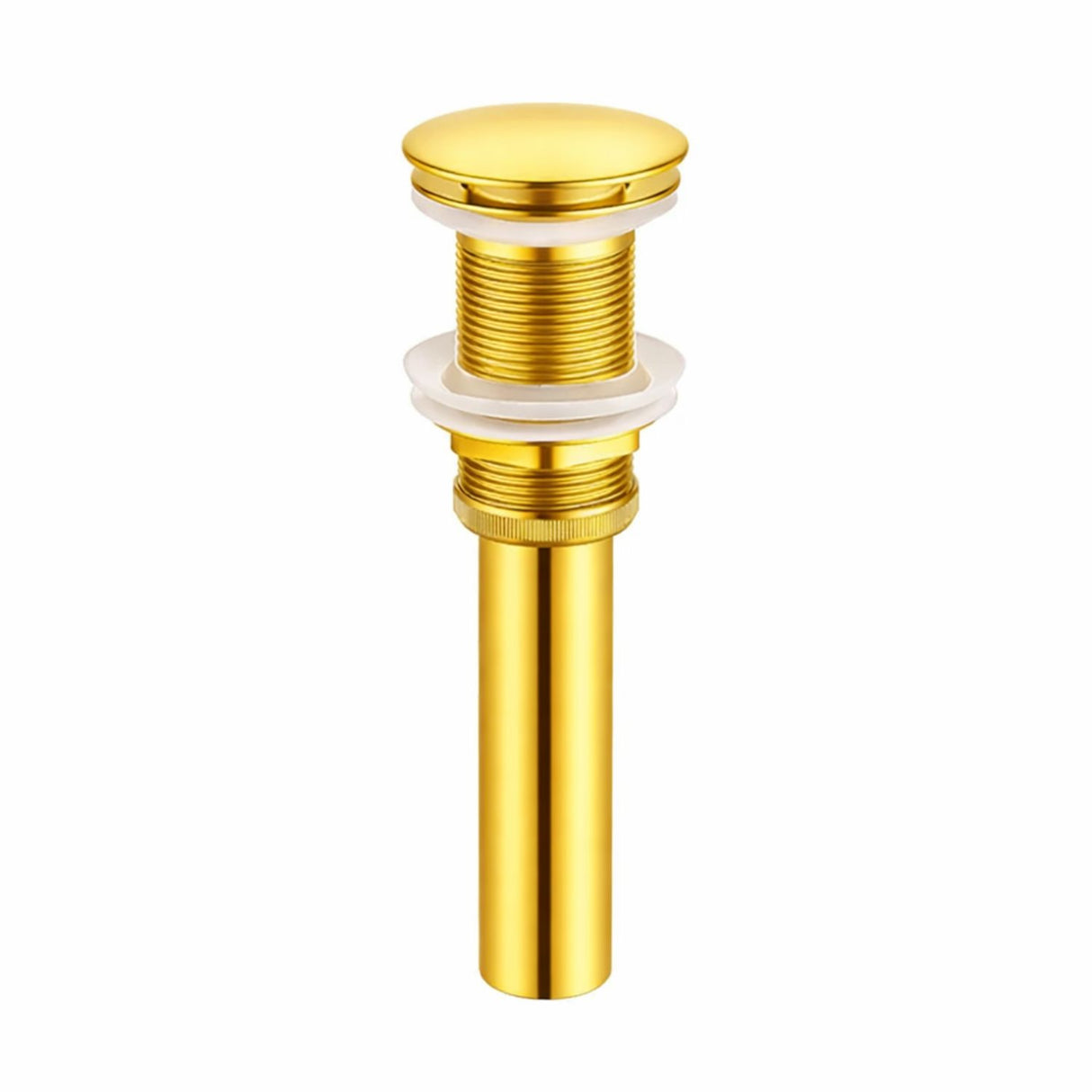 Kit Grifería Lavamanos Alta Cascada 28 cm alta Oro Brillante con Desagüe Push Oro 7.8 alto