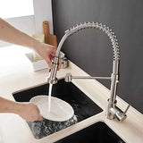 Grifo Cocina Monocontrol Moderno con Pico Extraíble 360° | Acero Inoxidable Pulido