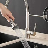 Grifo Cocina Monocontrol Moderno con Pico Extraíble 360° | Acero Inoxidable Pulido
