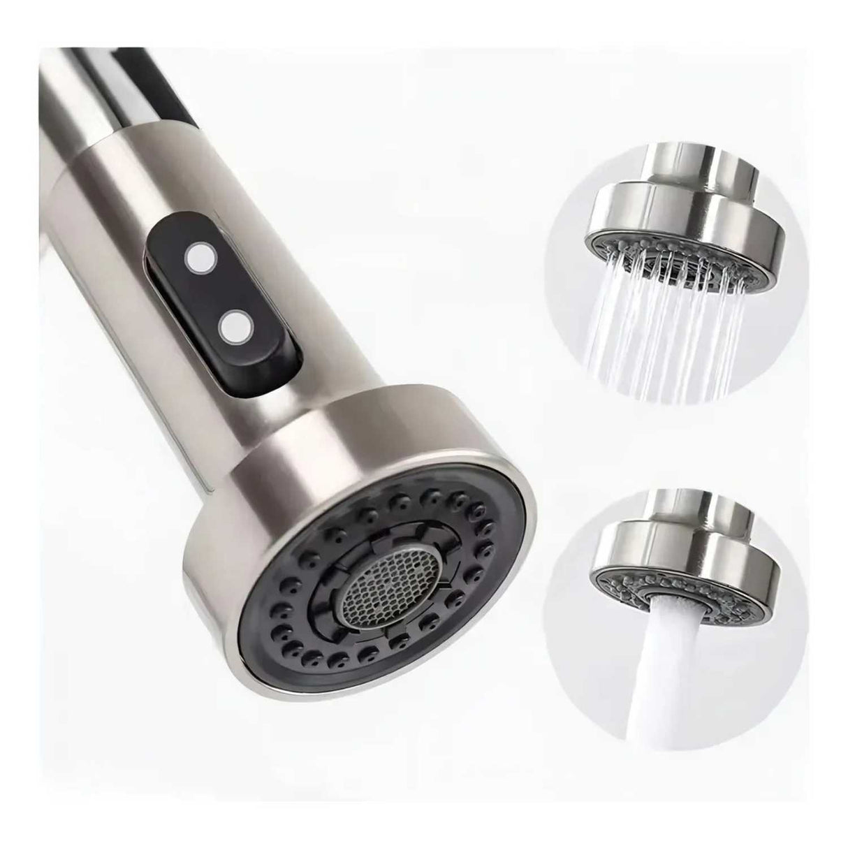 Grifo Cocina Monocontrol Moderno con Pico Extraíble 360° | Acero Inoxidable Pulido