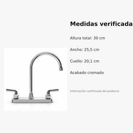 Mezclador de cocina 8 pulgadas en ABS cromado de cuello alto