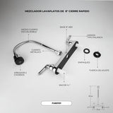Mezclador de lavaplatos cromado con palancas, imagen 3