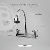 Mezclador De Lavaplatos 8″ De Crucetas Con Cuello Flexible — vista 2