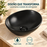 Lavamanos Ovalado Negro Mate 41 × 33,5 cm — características