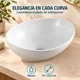 Lavamanos Ovalado Blanco 41 × 33,5 cm — características