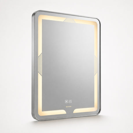 Espejo LED rectangular 60 × 80 cm con marco cromado y antiempañante