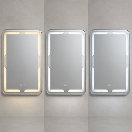 Espejo LED rectangular 60 × 80 cm con marco cromado y antiempañante