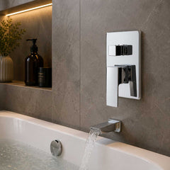 Monocontrol Ducha Cromado con Salida a Tina | Mezclador Moderno para Baño Premium