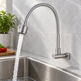 Llave Para Lavaplatos De Pared Flexible Agua Fría Acero Inoxidable 304 vista cercana
