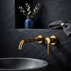 Grifería Monocontrol Lavamanos De Pared Oro Vintage