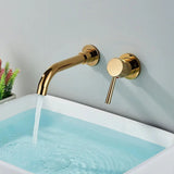 Grifería Lavamanos de Pared Oro Vintage | Monocontrol Elegante para Baño Moderno