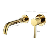 Grifería Lavamanos de Pared Oro Vintage | Monocontrol Elegante para Baño Moderno
