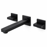 Grifería Monocontrol Para Lavamanos De Pared Cuadrada Negro Mate sobre fondo blanco