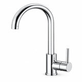 Grifería Monocontrol Para Lavaplatos Cuello Cisne Cromado 32 Cm sobre fondo blanco