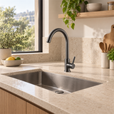 Ambientación de Grifería Monocontrol Para Lavaplatos Cuello Cisne Gris