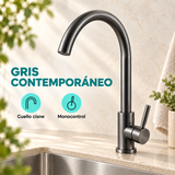 Características de Grifería Monocontrol Para Lavaplatos Cuello Cisne Gris