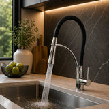 Grifería Lavaplatos Arabia Flexible Industrial Cromada | Monocontrol para Cocina Moderna