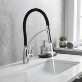 Grifería Lavaplatos Arabia Flexible Industrial Cromada | Monocontrol para Cocina Moderna