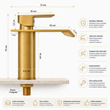 Grifería Lavamanos Cascada Baja Oro Cepillado 19 cm con Caño 17 cm Monocontrol
