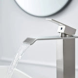 Kit Grifería Lavamanos Alta Cascada Acero Inoxidable 304 Satin 30 cm + Desagüe Push Satin 7.8 cm | Set Completo Baño Moderno