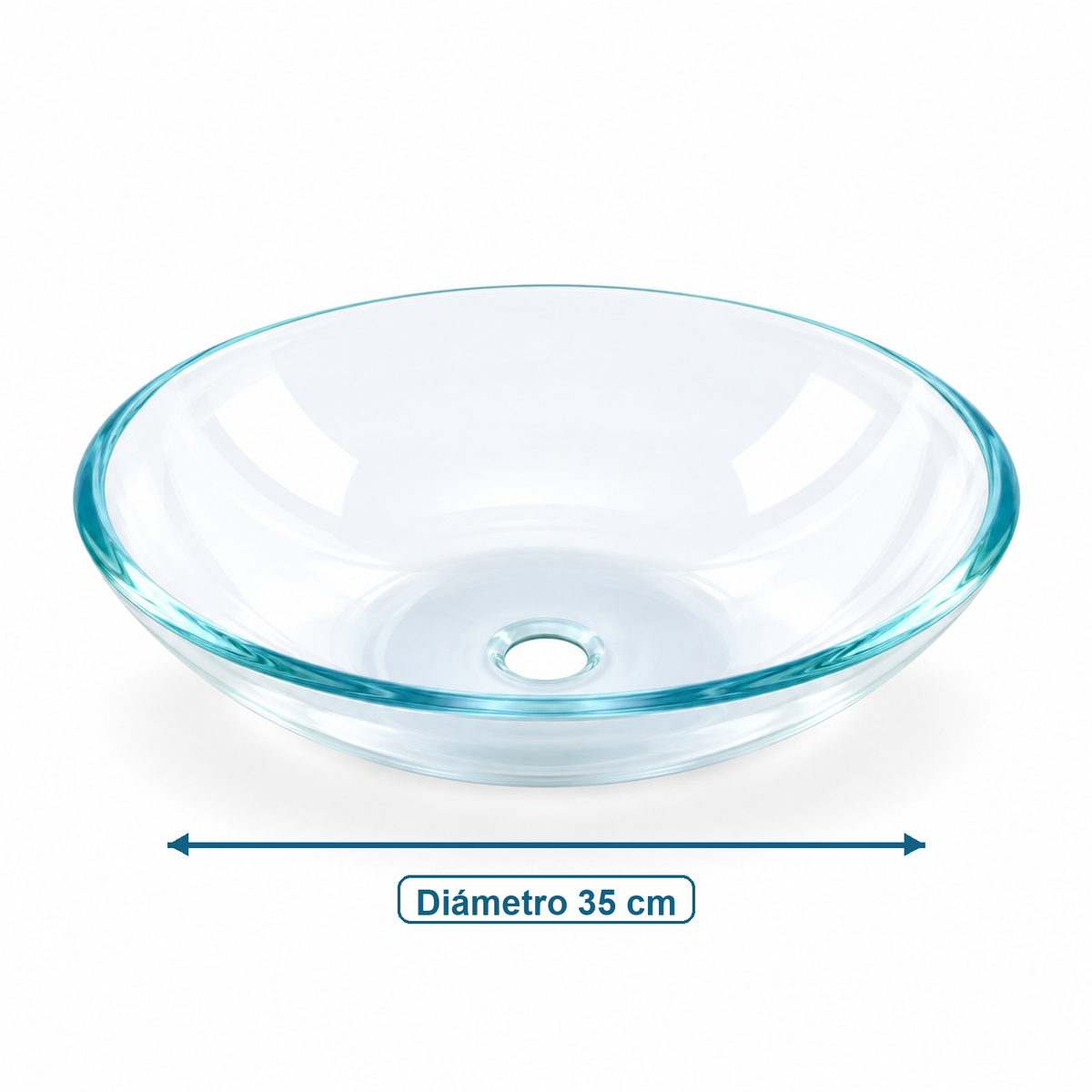 Lavamanos Redondo En Cristal Transparente 35 Cm medidas