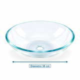 Lavamanos Redondo En Cristal Transparente 35 Cm medidas