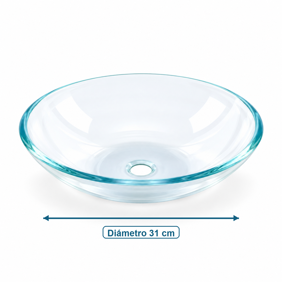 Lavamanos Redondo En Cristal Transparente 31 Cm medidas