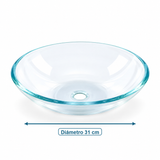 Lavamanos Redondo En Cristal Transparente 31 Cm medidas