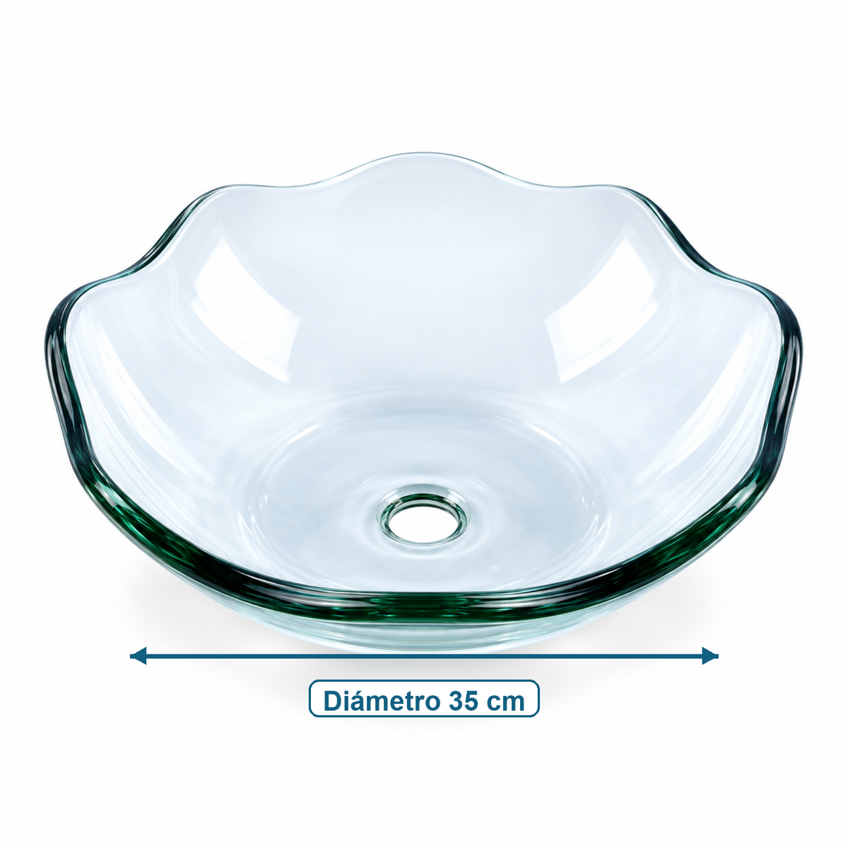 Lavamanos Concha En Cristal Transparente 35 Cm medidas