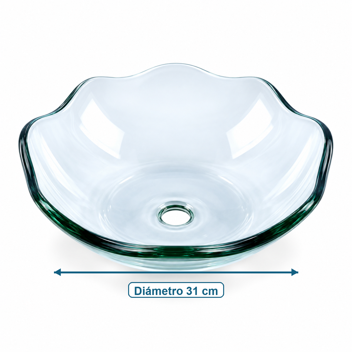 Lavamanos Concha En Cristal Transparente 31 Cm medidas