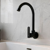 Grifería De Pared Para Lavaplatos Negra Mate 360° | Llave Agua Fría Metálica Para Cocina y Lavadero
