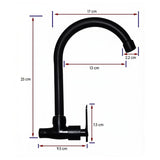 Grifería De Pared Para Lavaplatos Negra Mate 360° | Llave Agua Fría Metálica Para Cocina y Lavadero