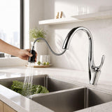 Grifería Lavaplatos Tipo Cisne Industrial Extraíble Acero Inoxidable 304 | Monocontrol