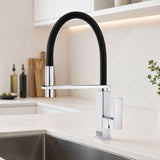 Grifería Lavaplatos Monocontrol Flexible Cromada Elegance Premium