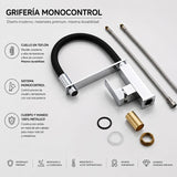 Grifería Lavaplatos Monocontrol Flexible Cromada Elegance Premium