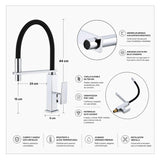 Grifería Lavaplatos Monocontrol Flexible Cromada Elegance Premium
