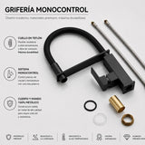 Grifería Lavaplatos Monocontrol Negra Mate Flexible | Cuello en Teflón y Cuerpo Metálico Premium Elegant Negro
