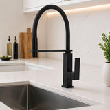 Grifería Lavaplatos Monocontrol Negra Mate Flexible | Cuello en Teflón y Cuerpo Metálico Premium Elegant Negro