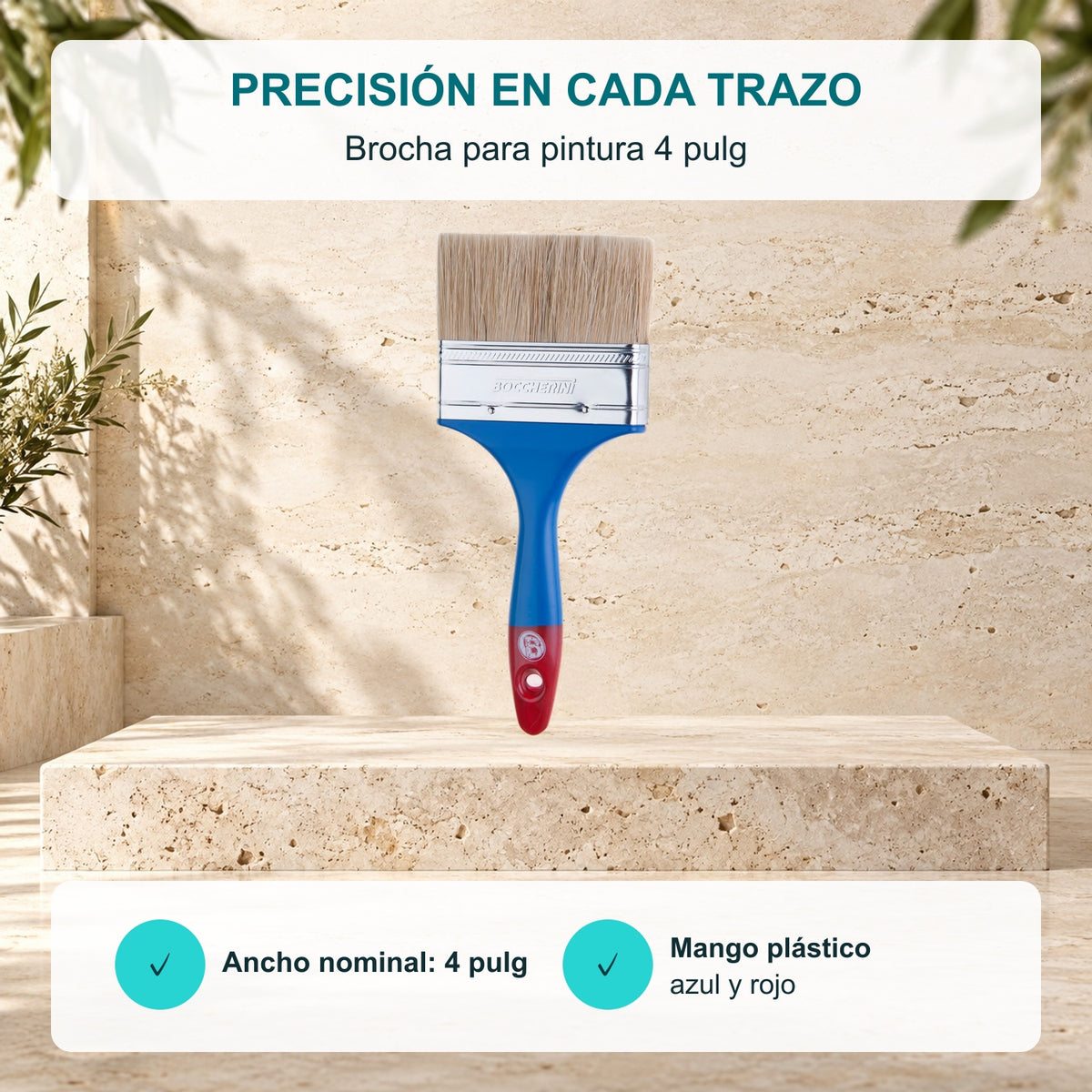 Características de Brocha para pintura de 4 pulgadas con mango plástico