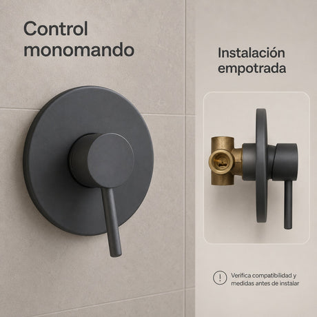 Control monomando e instalación empotrada del mezclador