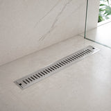 Rejilla lineal de piso en acero 40 x 10 cm instalada