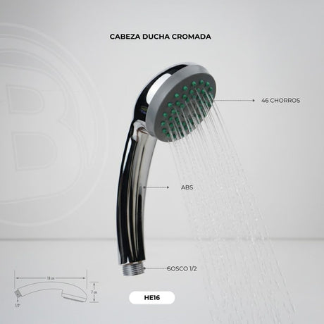 Cabeza de teleducha en ABS cromado