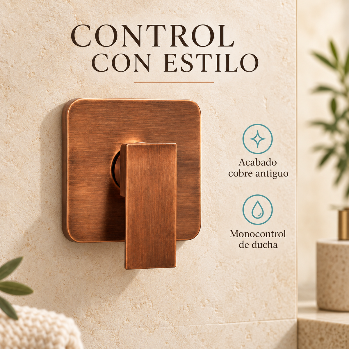 Características del monocontrol de ducha cobre antiguo
