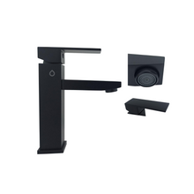 Grifo Monocontrol Baja Para Lavabo Cuadrado Negro Mate.