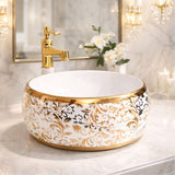 Lavamanos Donna Blanco Dorado 31*31*14.5 Cm