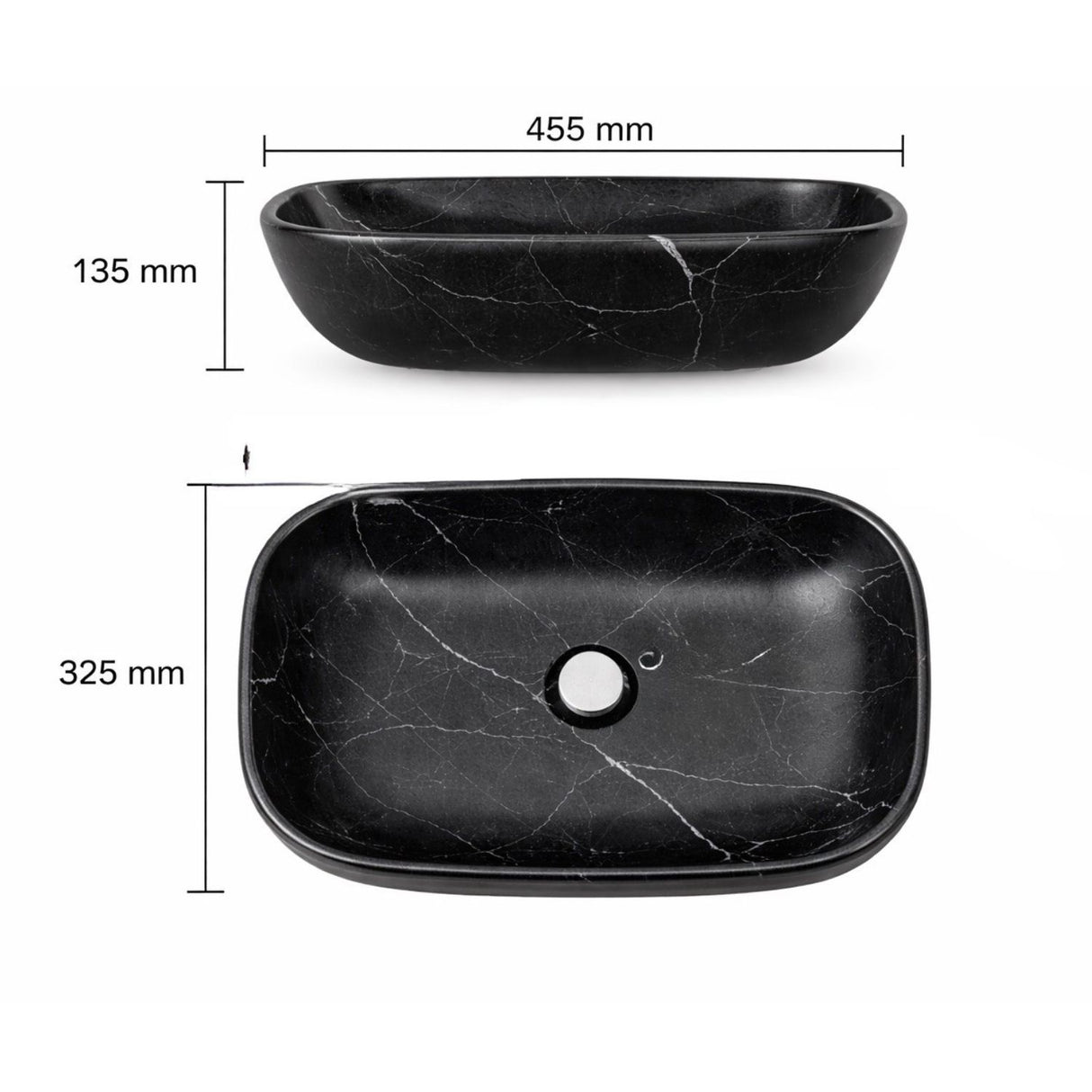 Lavamanos Rectangular Negro Mate 45,5x32,5x13,5