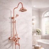 Grifería Ducha Expuesta Vintage Oro Rosa con Salida a Bañera y Ducha Teléfono