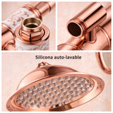 Grifería Ducha Expuesta Vintage Oro Rosa con Salida a Bañera y Ducha Teléfono